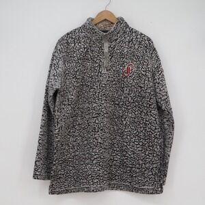 J. America Mens XXL Grey Sherpa Fleece Quarter Zip Pullover Logo Jacket